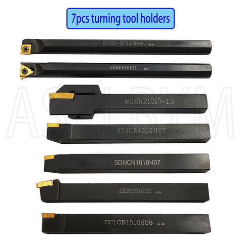 ASZLBYM 3/8" 10mm Shank Indexable Carbide Lathe Turning Tool Holder Set Cutting Tools for Turning Grooving Threading Boring Bar with Carbide Turning Insert MGMN150-G CCMT21.51 DCMT21.51 11ER 11IR